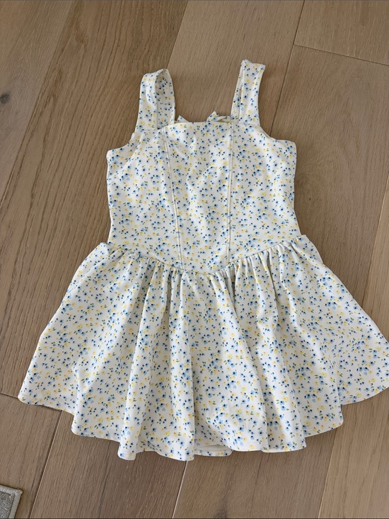 Logilates Other - Girls' White Floral Sundress with Yellow & Blue Print